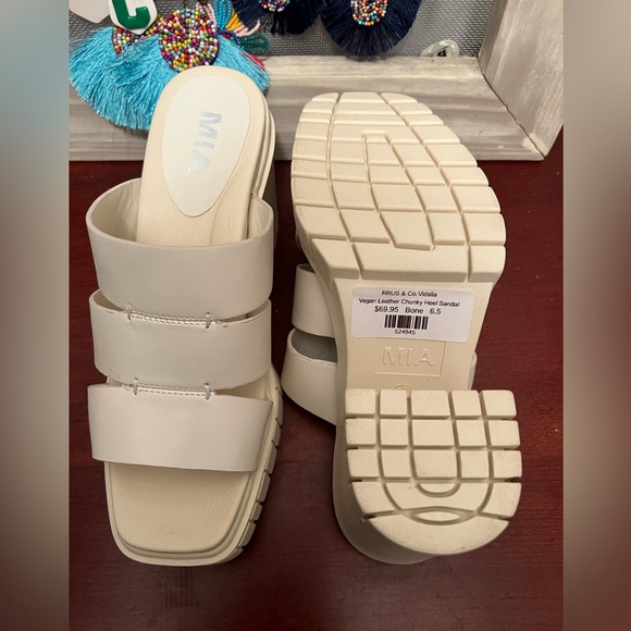 MIA Vegan Leather Chunky Heel Sandals - Picture 1 of 5